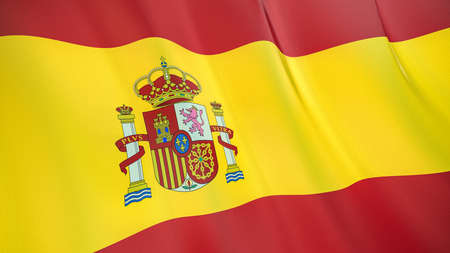 The waving flag of Spain. High quality 3D illustration. Perfect for news, reportage, events.