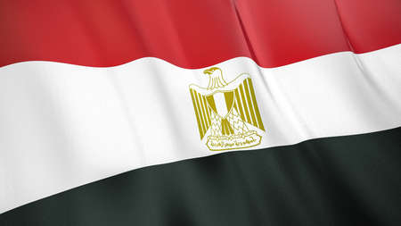 The waving flag of Egypt. High quality 3D illustration. Perfect for news, reportage, events.の写真素材