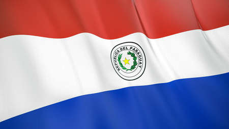 The waving flag of Paraguay. High quality 3D illustration. Perfect for news, reportage, events.の写真素材