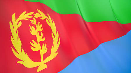 The waving flag of Eritrea. High quality 3D illustration. Perfect for news, reportage, events.の写真素材