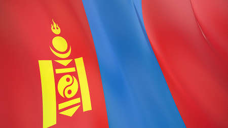 The waving flag of Mongolia. High quality 3D illustration. Perfect for news, reportage, events.の写真素材