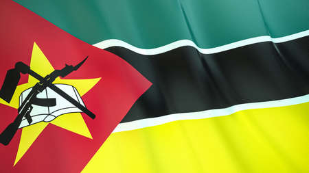 The waving flag of Mozambique. High quality 3D illustration. Perfect for news, reportage, events.の写真素材