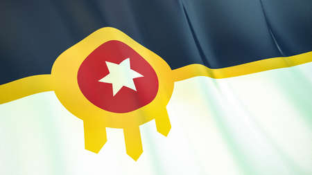 Fluttering flag of Tulsa City. Oklahoma. United States. High-quality realistic renderの写真素材