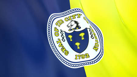 Fluttering flag of Trenton City. New Jersey. United States. High-quality realistic renderの写真素材