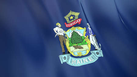 The waving flag of Maine. High quality 3D illustration. Perfect for news, reportage, events.の写真素材