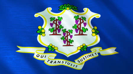 The waving flag of Connecticut. High quality 3D illustration. Perfect for news, reportage, events.の写真素材