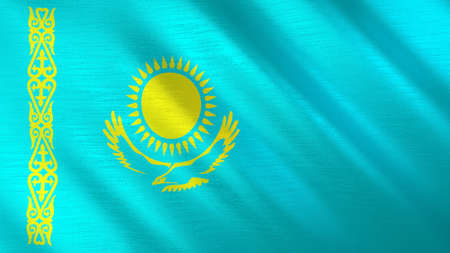 The waving flag of Kazakhstan. High quality 3D illustration. Perfect for news, reportage, events.の写真素材