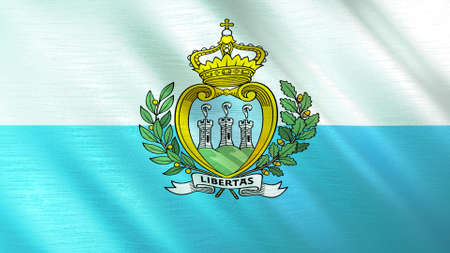 The waving flag of San Marino. High quality 3D illustration. Perfect for news, reportage, events.の写真素材