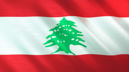 The waving flag of Lebanon. High quality 3D illustration. Perfect for news, reportage, events.の写真素材