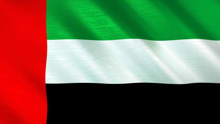 The waving flag of United Arab Emirates. High quality 3D illustration. Perfect for news, reportage, events.の写真素材