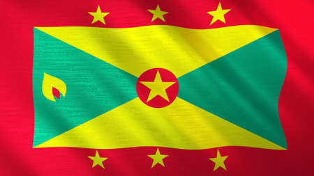 The waving flag of Grenada. High quality 3D illustration. Perfect for news, reportage, events.の写真素材