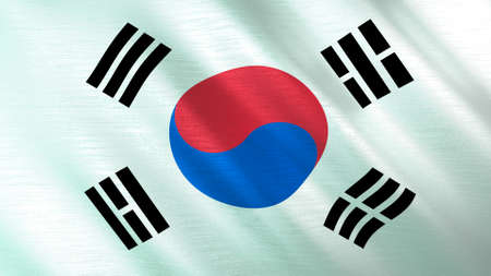 The waving flag of South Korea. High quality 3D illustration. Perfect for news, reportage, events.の写真素材
