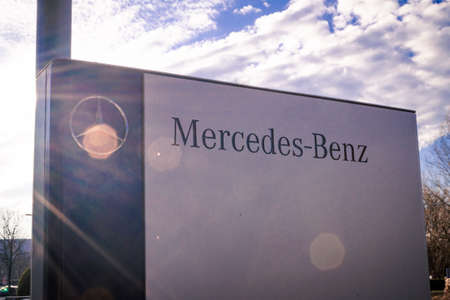 Bremen, Germany - 01/17/2020: Front entrance to the Mercedes-Benz Car Plant, photo of the logo of Mercedes Benzのeditorial素材