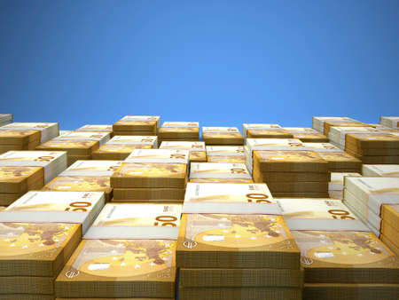 Money of European Union. European euro bills. EUR banknotes. 50 euro. Business, finance, news background.の写真素材