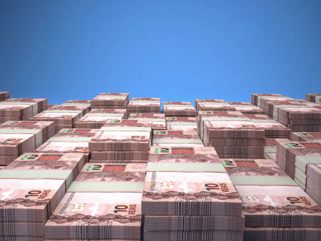 Money of Brazil. Brazilian real bills. BRL banknotes. 10 reals. Business, finance, news background.の写真素材