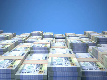 Money of Ghana. Ghanian cedi bills. GHS banknotes. 5 cedis. Business, finance, news background.の写真素材