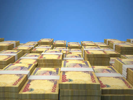 Money of Nigeria. Nigerian naira bills. NGN banknotes. 500 polymer. Business, finance, news background.の写真素材