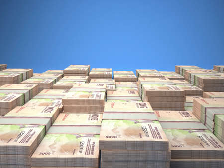Money of Indonesia. Indonesian rupiah bills. IDR banknotes. 5000 rupiahs. Business, finance, news background.の写真素材