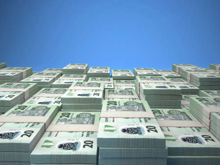 Money of Nigeria. Nigerian naira bills. NGN banknotes. 20 polymer. Business, finance, news background.の写真素材
