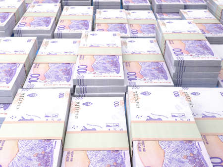 Money of Argentina. Argentine peso bills. ARS banknotes. 100 pesos. Business, finance, news background.の写真素材