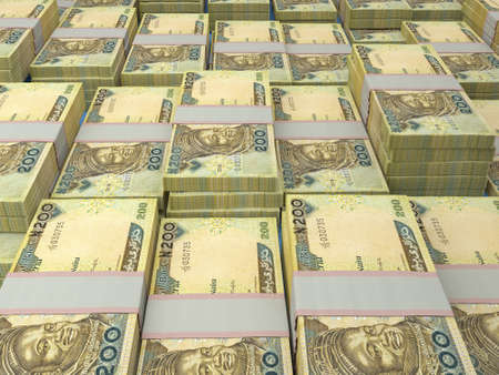 Money of Nigeria. Nigerian naira bills. NGN banknotes. 200 polymer. Business, finance, news background.の写真素材