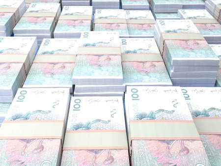 Money of Sweden. Swedish krona bills. SEK banknotes. 100 kronor. Business, finance, news background.の写真素材