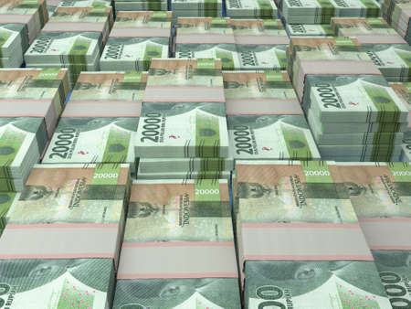 Money of Indonesia. Indonesian rupiah bills. IDR banknotes. 20,000 rupiahs. Business, finance, news background.の写真素材