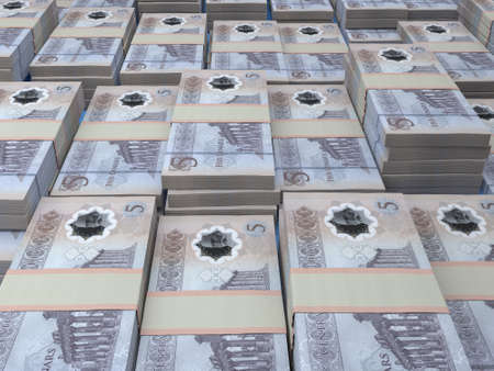 Money of Libya. Libyan dinar bills. LYD banknotes. 5 dinars. Business, finance, news background.の写真素材