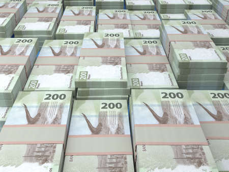 Money of Mexico. Mexican peso bills. MXN banknotes. 200 pesos. Business, finance, news background.の写真素材
