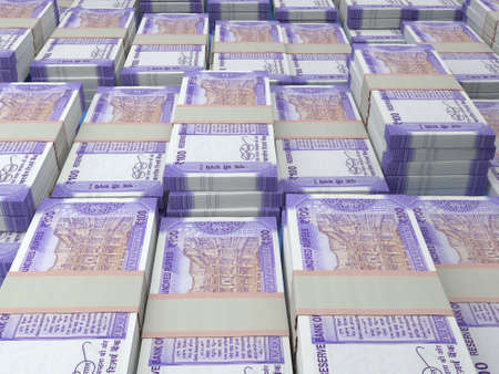 Money of India. Indian rupee bills. INR banknotes. 100 rupees. Business, finance, news background.の写真素材