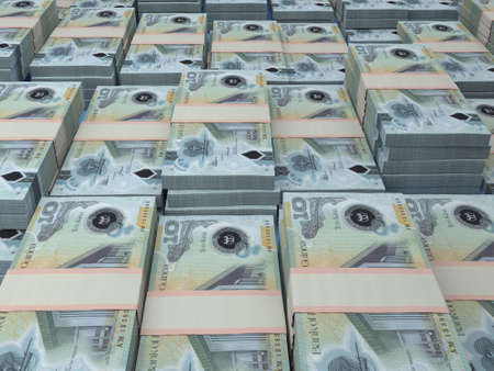 Money of Papua New Guinea. Papua New Guinean kina bills. PGK banknotes. 10 kina. Business, finance, news background.の写真素材