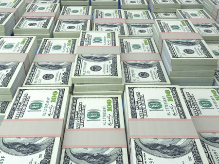 Money of United States. United States dollar bills. USD banknotes. 100 dollars. Business, finance, news background.の写真素材