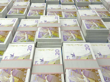Money of Sweden. Swedish krona bills. SEK banknotes. 20 kronor. Business, finance, news background.の写真素材