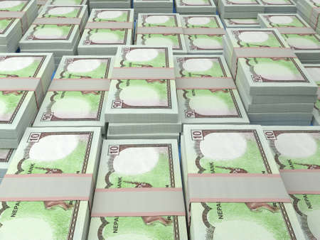 Money of Nepal. Nepalese rupee bills. NPR banknotes. 10 Rs. Business, finance, news background.の写真素材