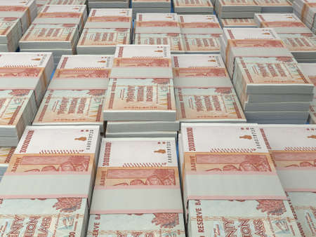 Money of Zimbabwe. Zimbabwean dollar bills. ZWL banknotes. 20 trillions dollars. Business, finance, news background.の写真素材