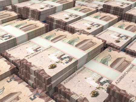 Money of Azerbaijan. Azerbaijani manat bills. AZN banknotes. 5 coins. Business, finance, news...