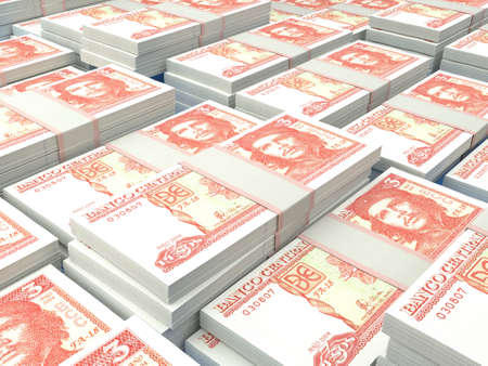 Money of Cuba. Cuban peso bills. CUP banknotes. 3 pesos. Business, finance, news background.の写真素材