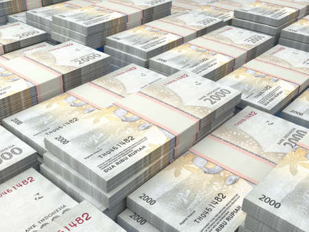 Money of Indonesia. Indonesian rupiah bills. IDR banknotes. 2000 rupiahs. Business, finance, news background.の写真素材