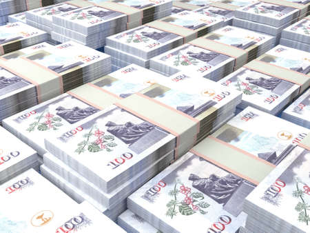 Money of Kenya. Kenyan shilling bills. KES banknotes. 100 shillings. Business, finance, news background.の写真素材