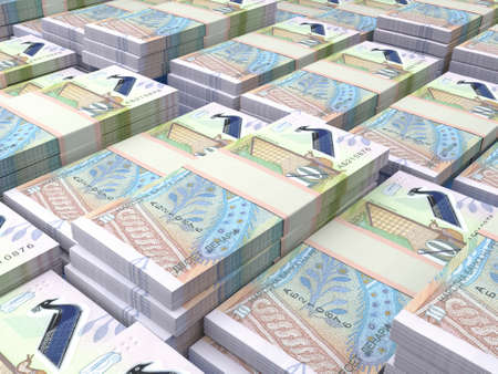 Money of Macedonia. Macedonian denar bills. MKD banknotes. 10 denari. Business, finance, news background.の写真素材