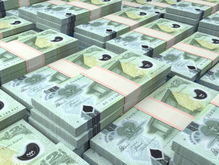 Money of Papua New Guinea. Papua New Guinean kina bills. PGK banknotes. 2 kina. Business, finance, news background.の写真素材