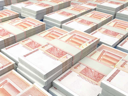 Money of Zimbabwe. Zimbabwean dollar bills. ZWL banknotes. 20 trillions dollars. Business, finance, news background.の写真素材