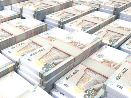 Money of Peru. Peruvian sol bills. PEN banknotes. 20 soles. Business, finance, news background.の写真素材