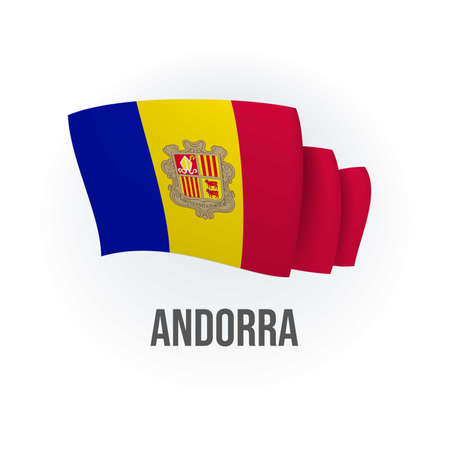 Vector flag of Andorra. Andorran waving flag. Vector illustration.のイラスト素材