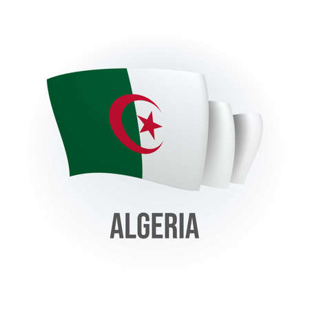 Vector flag of Algeria. Algerian waving flag. Vector illustration.のイラスト素材
