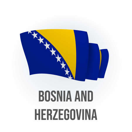 Vector flag of Bosnia and Herzegovina. Bosnian waving flag. Vector illustration.のイラスト素材