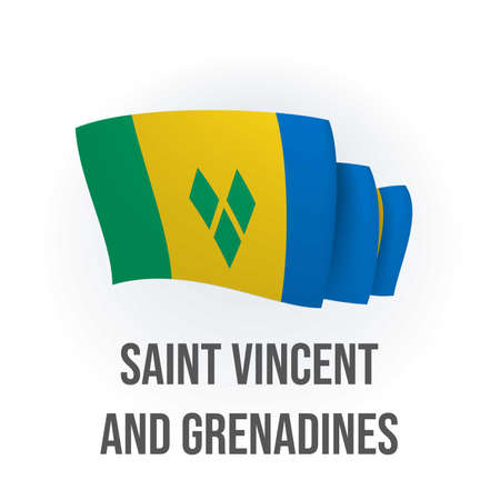 Vector flag of Saint Vincent and the Grenadines. waving flag. Vector illustration.のイラスト素材