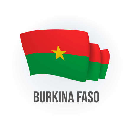 Vector flag of Burkina Faso. Burkinese waving flag. Vector illustration.のイラスト素材