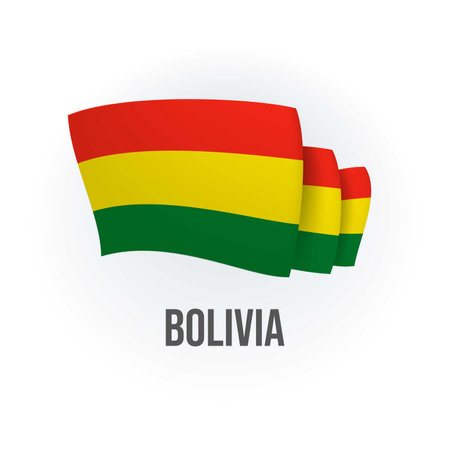 Vector flag of Bolivia. Bolivian waving flag. Vector illustration.のイラスト素材
