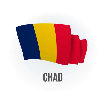Vector flag of Chad. Chadian waving flag. Vector illustration.のイラスト素材